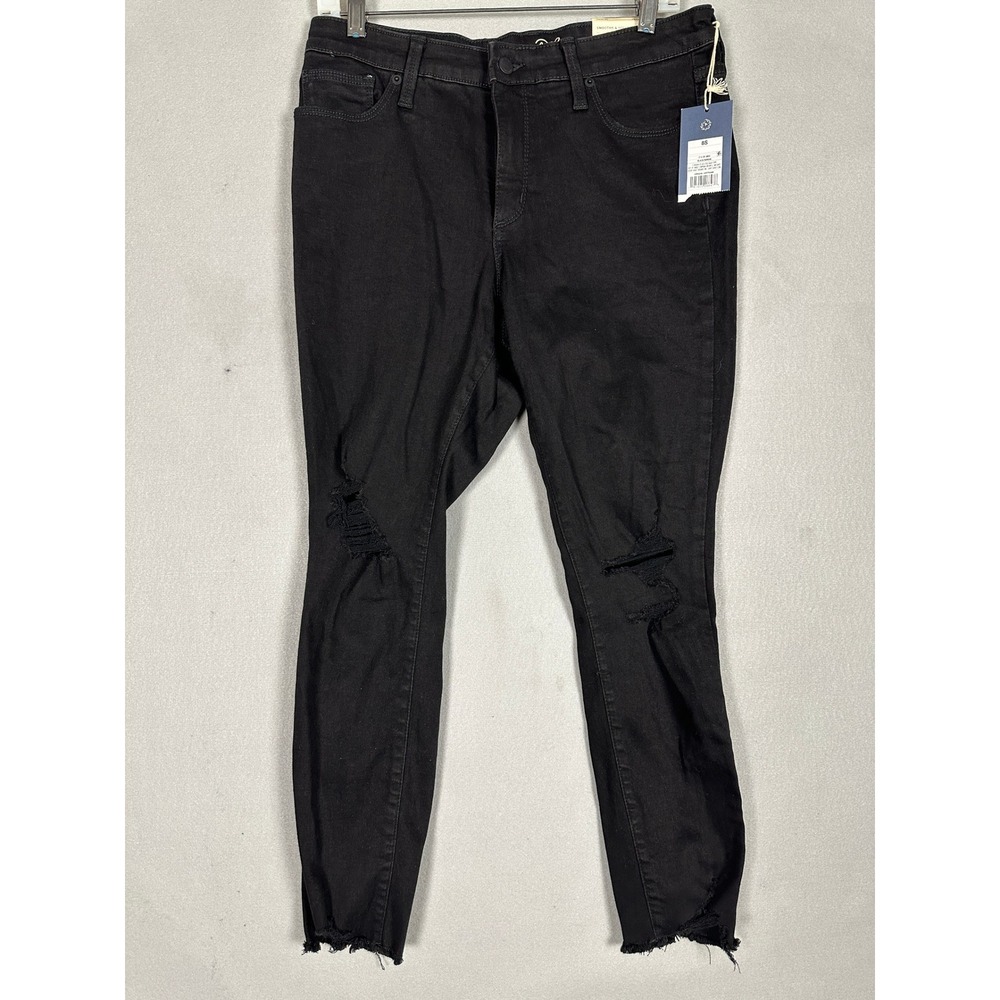 NEW Universal Thread Jeans Womens 8-29S Mid-Rise Skinny Black Distressed Ripped